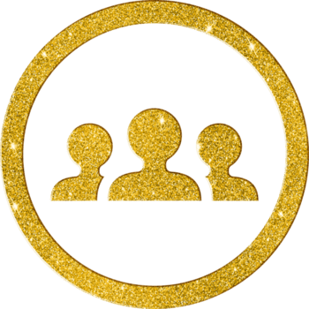 Home gold glitter group of people icon for community and teamwork png.webp